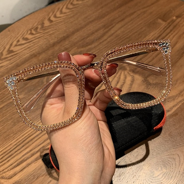 Vintage Rhinestone Clear Lens Glasses