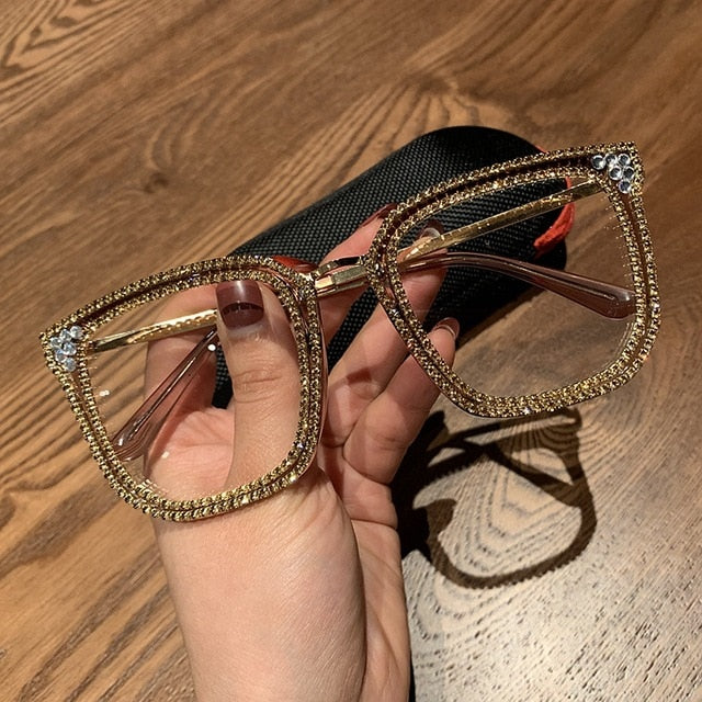 Vintage Rhinestone Clear Lens Glasses