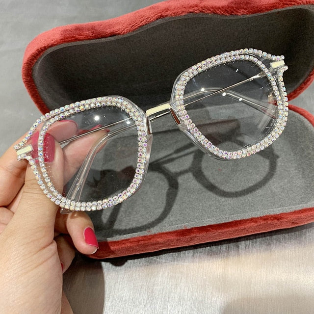 Vintage Rhinestone Clear Lens Glasses