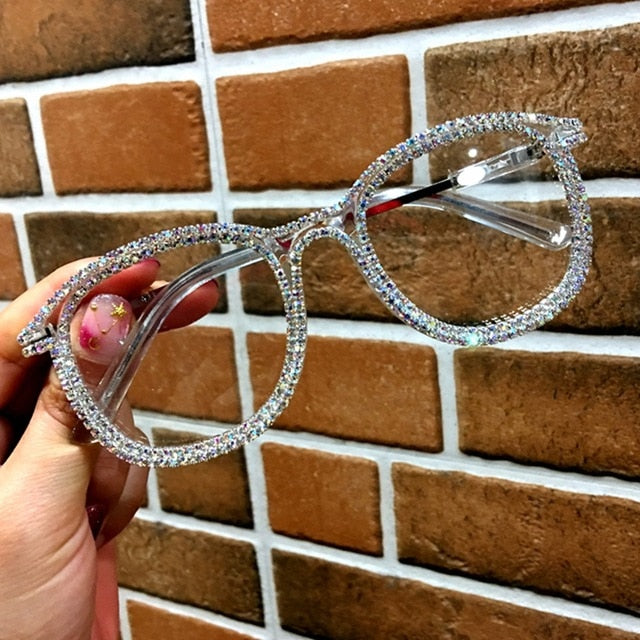 Vintage Rhinestone Clear Lens Glasses