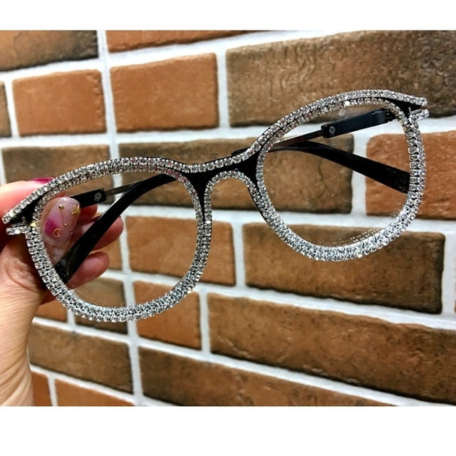 Vintage Rhinestone Clear Lens Glasses