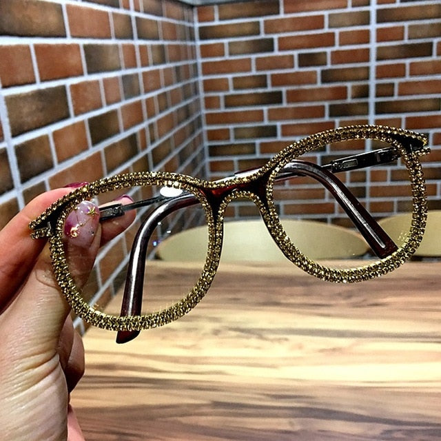 Vintage Rhinestone Clear Lens Glasses