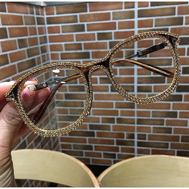 Vintage Rhinestone Clear Lens Glasses