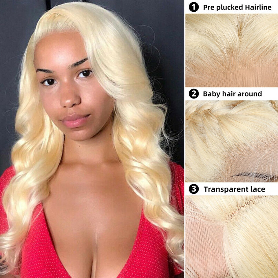 613 Blonde Wig Human Hair Wavey