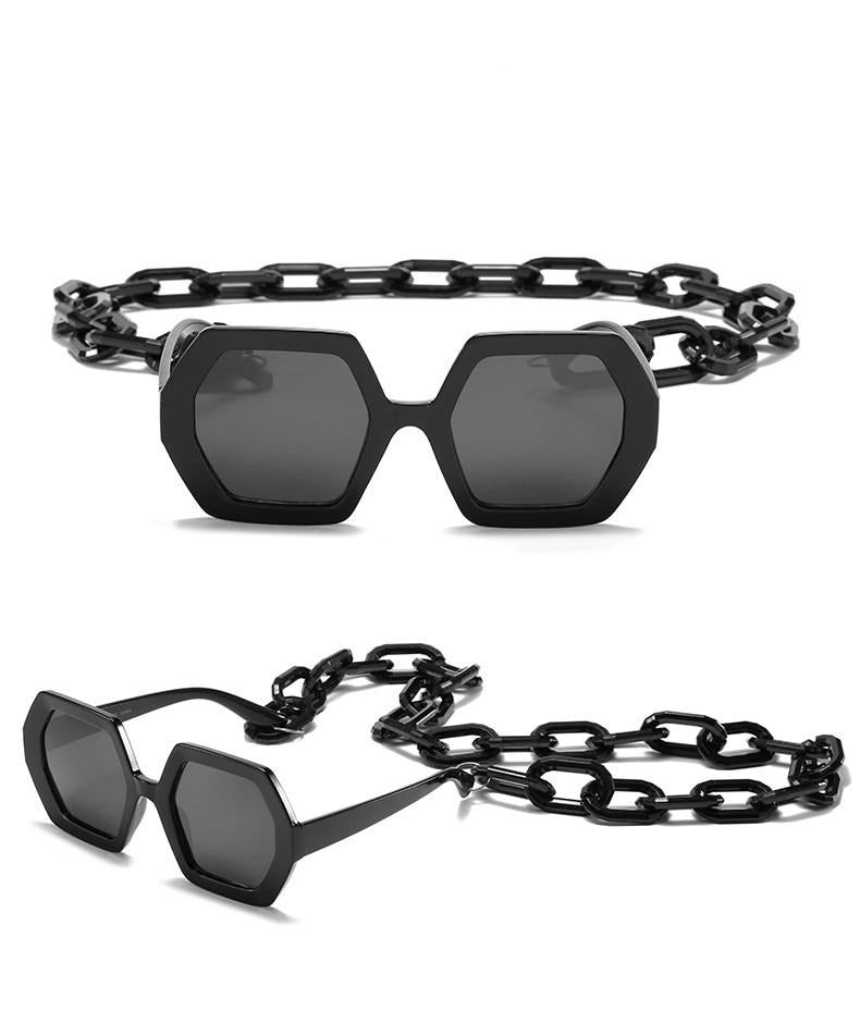 Unique Square Sunglasses with Chain