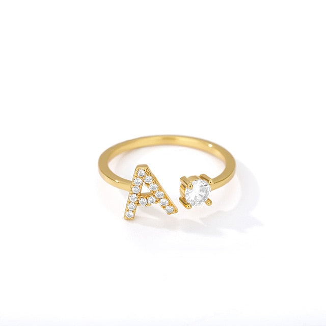 Name Initial A-Z 26 Gold Letter Rings