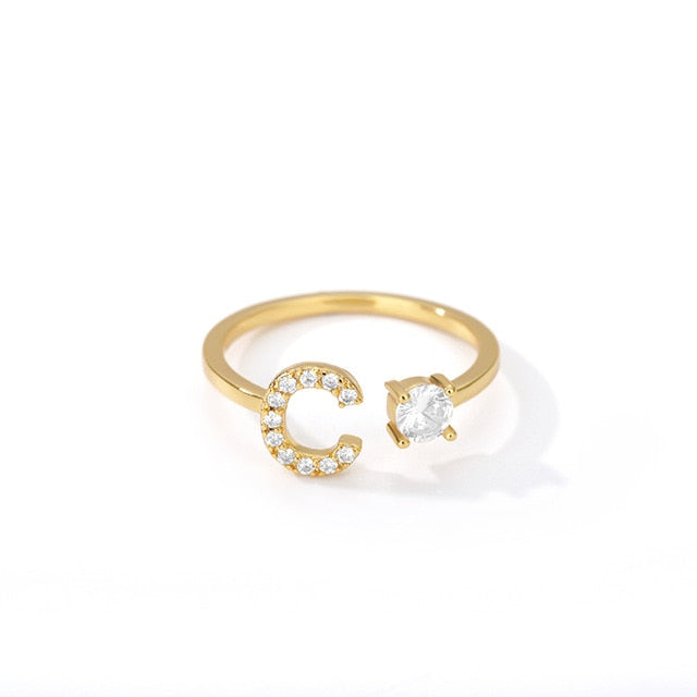 Name Initial A-Z 26 Gold Letter Rings