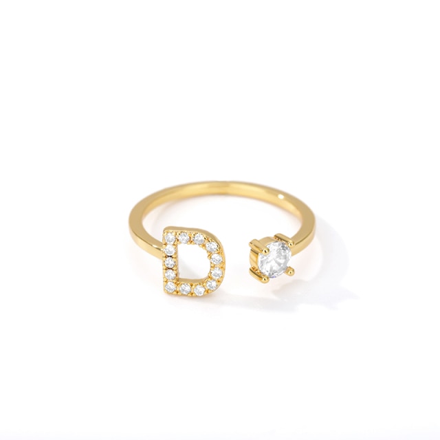 Name Initial A-Z 26 Gold Letter Rings