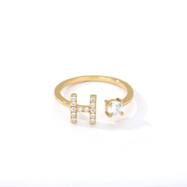 Name Initial A-Z 26 Gold Letter Rings