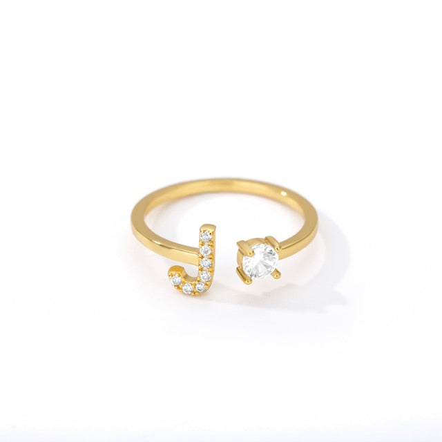 Name Initial A-Z 26 Gold Letter Rings