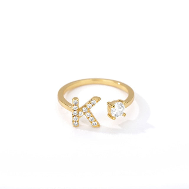 Name Initial A-Z 26 Gold Letter Rings