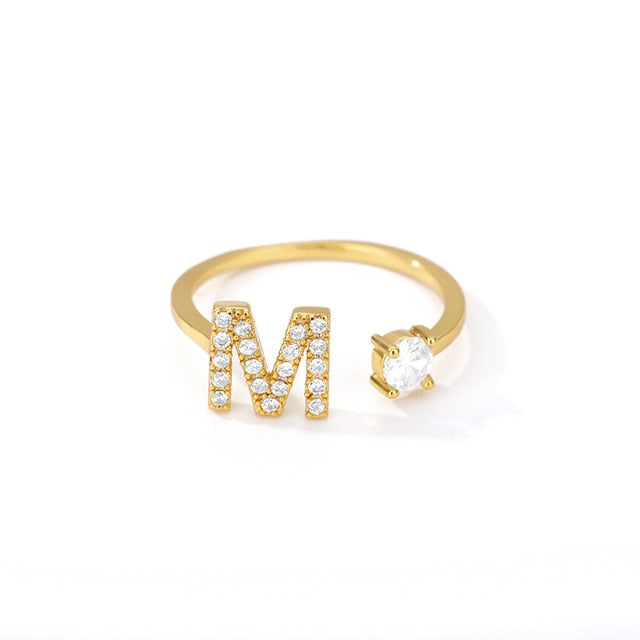 Name Initial A-Z 26 Gold Letter Rings