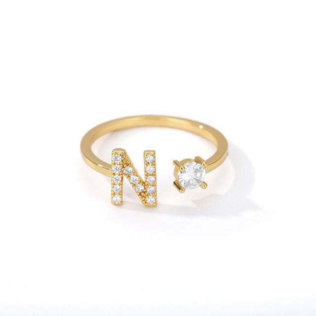 Name Initial A-Z 26 Gold Letter Rings