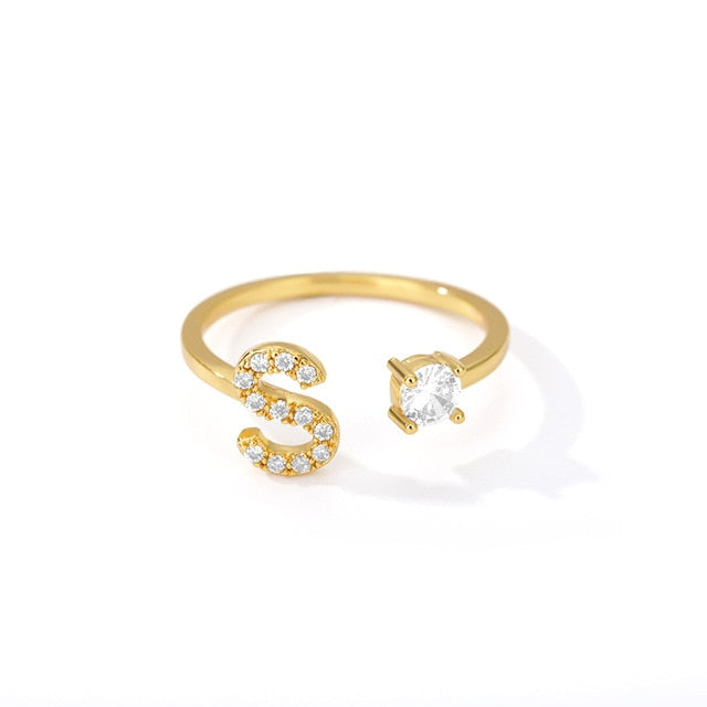 Name Initial A-Z 26 Gold Letter Rings