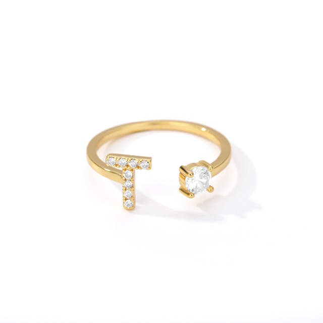 Name Initial A-Z 26 Gold Letter Rings