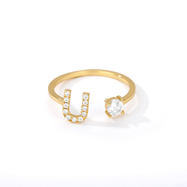 Name Initial A-Z 26 Gold Letter Rings