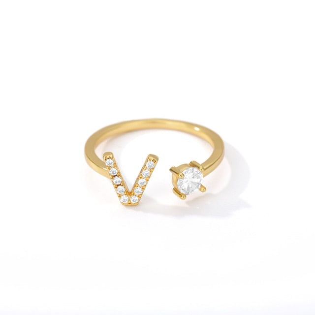 Name Initial A-Z 26 Gold Letter Rings