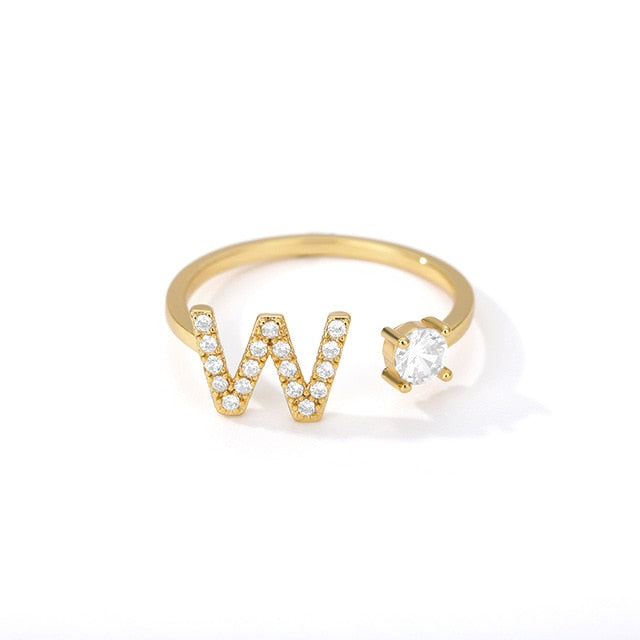 Name Initial A-Z 26 Gold Letter Rings