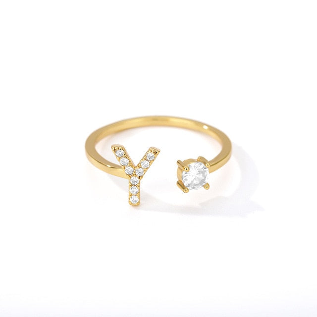 Name Initial A-Z 26 Gold Letter Rings