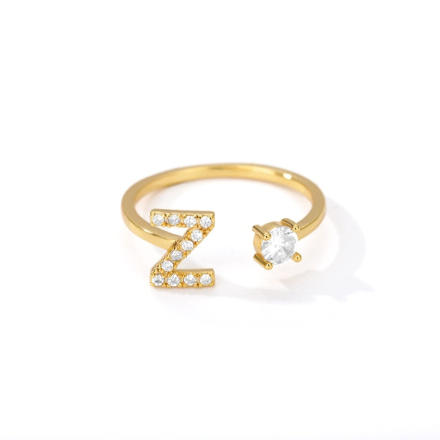 Name Initial A-Z 26 Gold Letter Rings