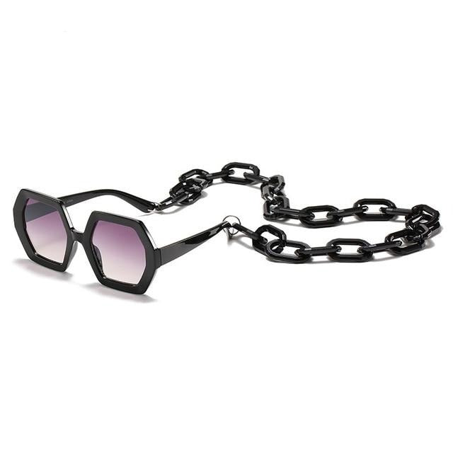 Unique Square Sunglasses with Chain
