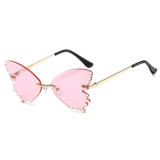 Butterfly Rimless Crystal Sunglasses