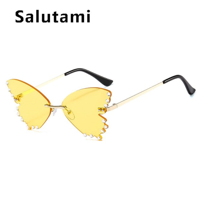Butterfly Rimless Crystal Sunglasses