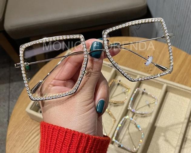 Vintage Rhinestone Clear Lens Glasses