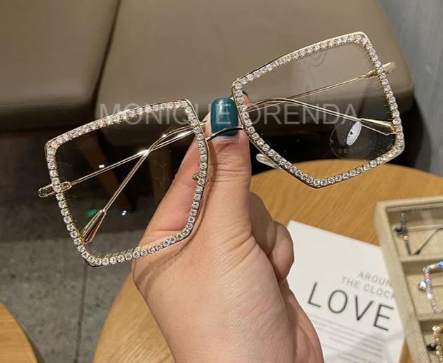 Vintage Rhinestone Clear Lens Glasses