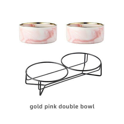 Pet Ceramic Marble Bowl With Raised Stand