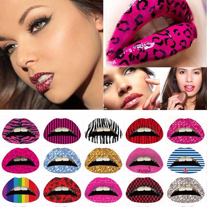 3Pc Colorful Makeup Temporary Lips Tattoo Sticker