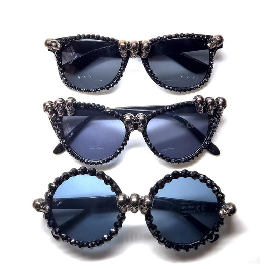 Vintage Black Skull Rhinestone Sunglasses