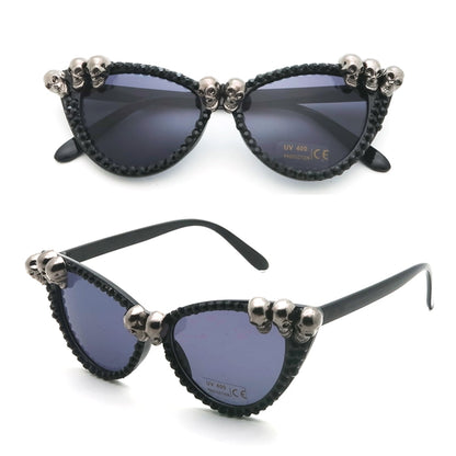 Vintage Black Skull Rhinestone Sunglasses