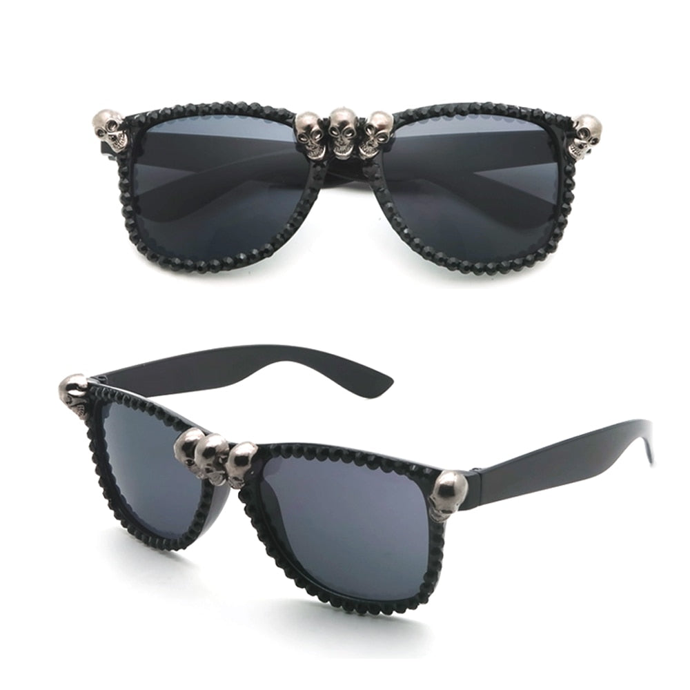 Vintage Black Skull Rhinestone Sunglasses
