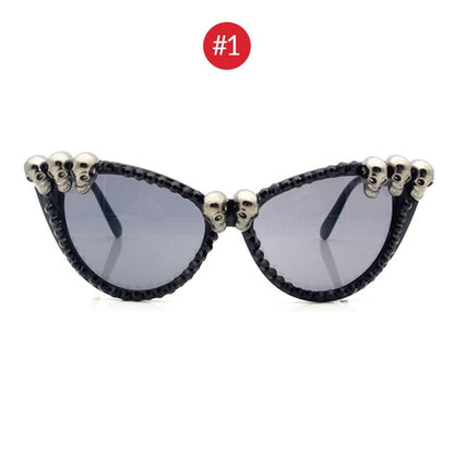Vintage Black Skull Rhinestone Sunglasses
