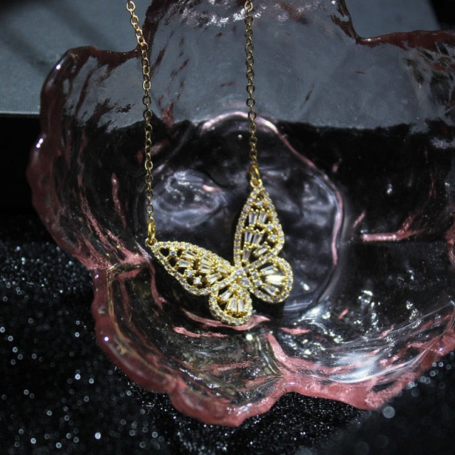Crystal Butterfly Adjustable Bracelet & Rings