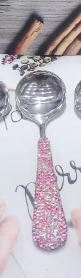 Rhinestones Chopsticks Spoon Silverware Set