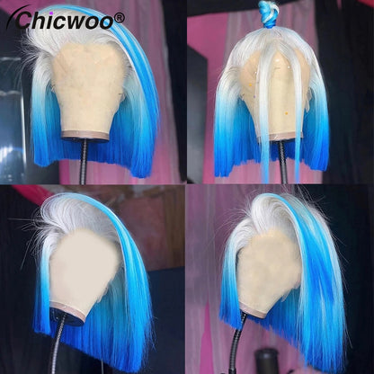 Bob Ombre Purple Pink Human Hair Wigs