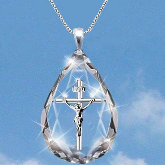 Jesus Christ Cross Teardrop Necklace