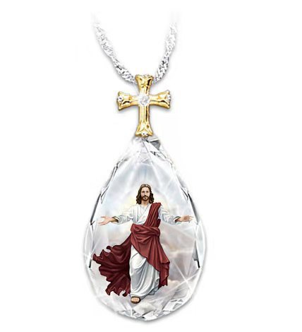 Jesus Christ Cross Teardrop Necklace