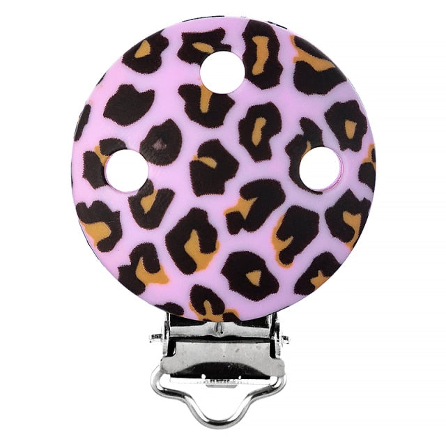 Rainbow Leopard Silicone Pacifier Clips