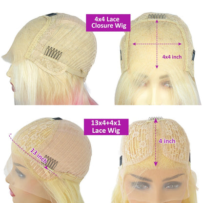 Bob Ombre Purple Pink Human Hair Wigs