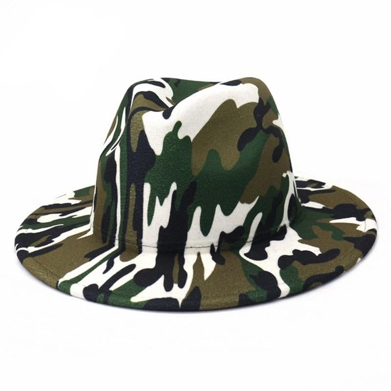 Camouflage Wool Wide Brim Fedora Hat