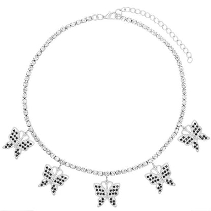 Crystals Butterfly Pendant Necklace Chain