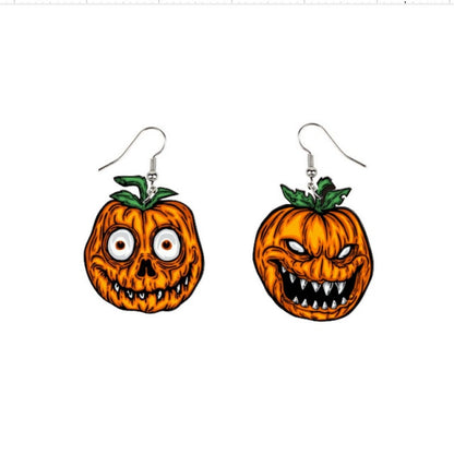 Halloween Bat Pumpkin Skull Acrylic Earrings