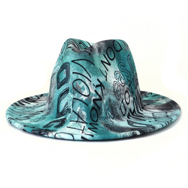 Camouflage Wool Wide Brim Fedora Hat