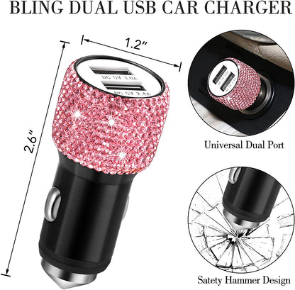 20pc Set Pink Bling Car Accessories