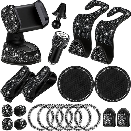 20pc Black Bling Car Accessories