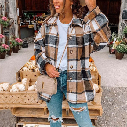 Fall Winter Plaid Overshirt Jacket