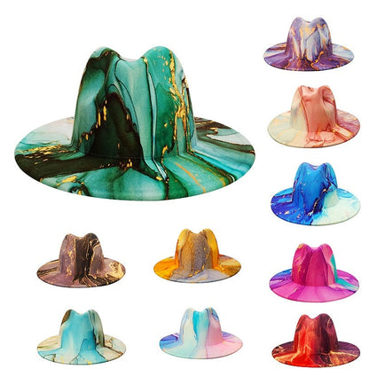Tie Dye Marble Fedora Hat